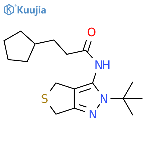 N-{2-tert-butyl-2H,4H,6H-thieno3,4-cpyrazol-3-yl}-3-cyclopentylpropanamide structure