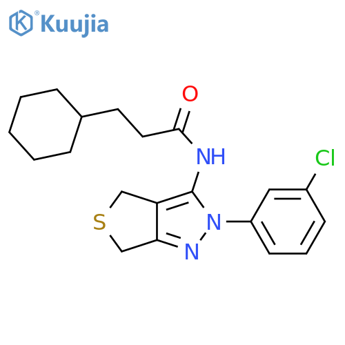 N-[2-(3-chlorophenyl)-2H,4H,6H-thieno[3,4-c]pyrazol-3-yl]-3-cyclohexylpropanamide structure