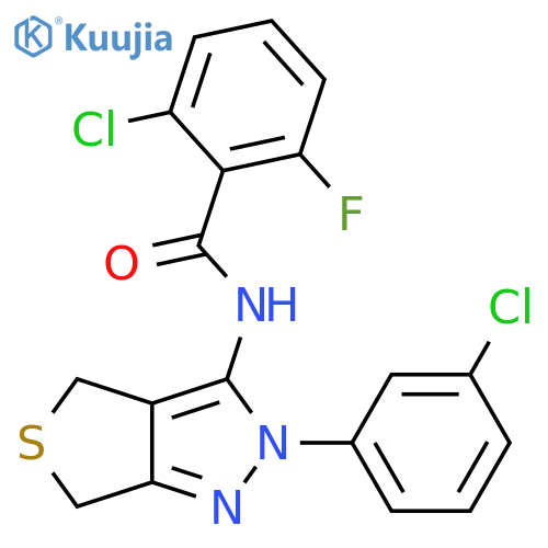 2-chloro-N-[2-(3-chlorophenyl)-2H,4H,6H-thieno[3,4-c]pyrazol-3-yl]-6-fluorobenzamide structure