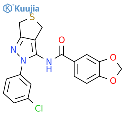 N-2-(3-chlorophenyl)-2H,4H,6H-thieno3,4-cpyrazol-3-yl-2H-1,3-benzodioxole-5-carboxamide structure