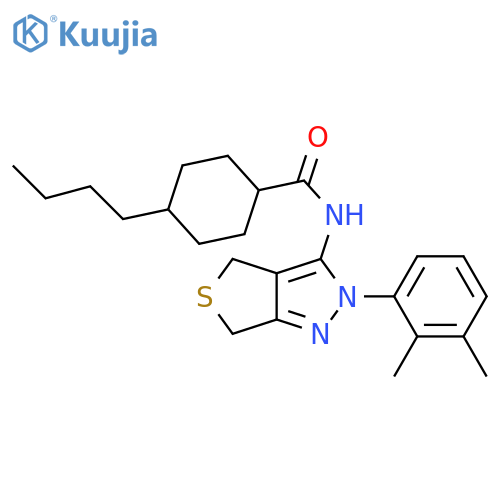 4-butyl-N-2-(2,3-dimethylphenyl)-2H,4H,6H-thieno3,4-cpyrazol-3-ylcyclohexane-1-carboxamide structure