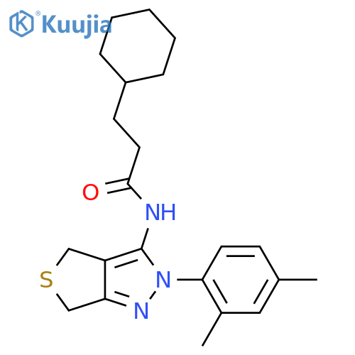 3-cyclohexyl-N-2-(2,4-dimethylphenyl)-2H,4H,6H-thieno3,4-cpyrazol-3-ylpropanamide structure