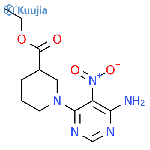 ethyl 1-(6-amino-5-nitropyrimidin-4-yl)piperidine-3-carboxylate structure
