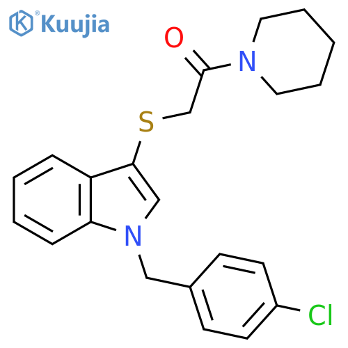 2-({1-(4-chlorophenyl)methyl-1H-indol-3-yl}sulfanyl)-1-(piperidin-1-yl)ethan-1-one structure