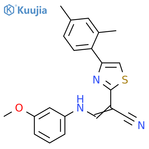 (2Z)-2-4-(2,4-dimethylphenyl)-1,3-thiazol-2-yl-3-(3-methoxyphenyl)aminoprop-2-enenitrile structure