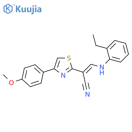 (2E)-3-(2-ethylphenyl)amino-2-4-(4-methoxyphenyl)-1,3-thiazol-2-ylprop-2-enenitrile structure
