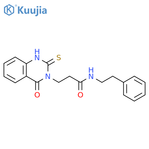 3-(4-oxo-2-sulfanylidene-1,2,3,4-tetrahydroquinazolin-3-yl)-N-(2-phenylethyl)propanamide structure