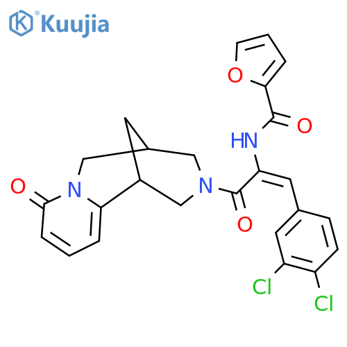 N-(1E)-1-(3,4-dichlorophenyl)-3-oxo-3-{6-oxo-7,11-diazatricyclo7.3.1.0^{2,7}trideca-2,4-dien-11-yl}prop-1-en-2-ylfuran-2-carboxamide structure