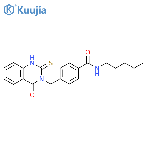 4-(4-oxo-2-sulfanylidene-1,2,3,4-tetrahydroquinazolin-3-yl)methyl-N-pentylbenzamide structure