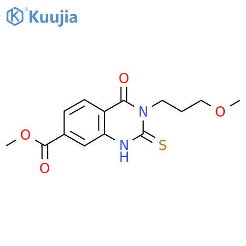 methyl 3-(3-methoxypropyl)-4-oxo-2-sulfanylidene-1,2,3,4-tetrahydroquinazoline-7-carboxylate structure