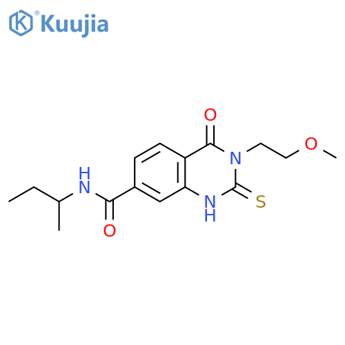 N-(butan-2-yl)-3-(2-methoxyethyl)-4-oxo-2-sulfanylidene-1,2,3,4-tetrahydroquinazoline-7-carboxamide structure