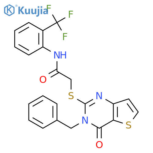 2-({3-benzyl-4-oxo-3H,4H-thieno3,2-dpyrimidin-2-yl}sulfanyl)-N-2-(trifluoromethyl)phenylacetamide structure
