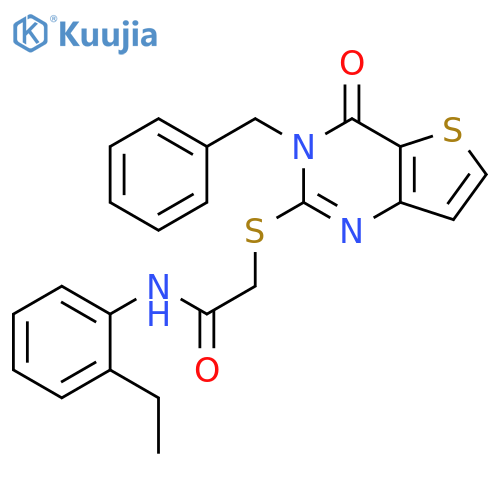 2-({3-benzyl-4-oxo-3H,4H-thieno3,2-dpyrimidin-2-yl}sulfanyl)-N-(2-ethylphenyl)acetamide structure