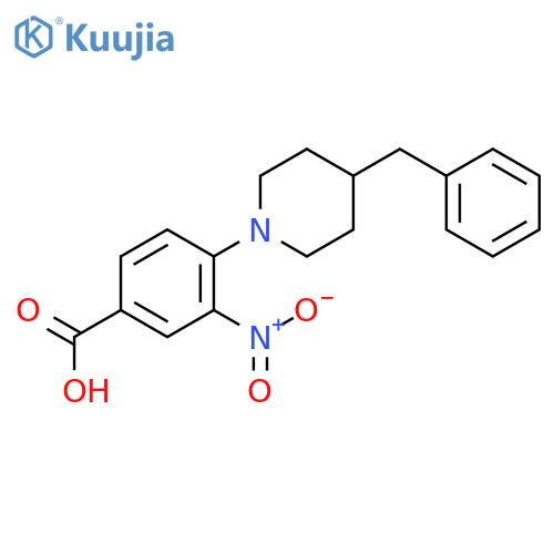 Benzoic acid, 3-nitro-4-[4-(phenylmethyl)-1-piperidinyl]- structure