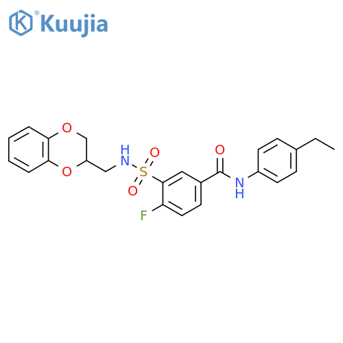 3-{(2,3-dihydro-1,4-benzodioxin-2-yl)methylsulfamoyl}-N-(4-ethylphenyl)-4-fluorobenzamide structure