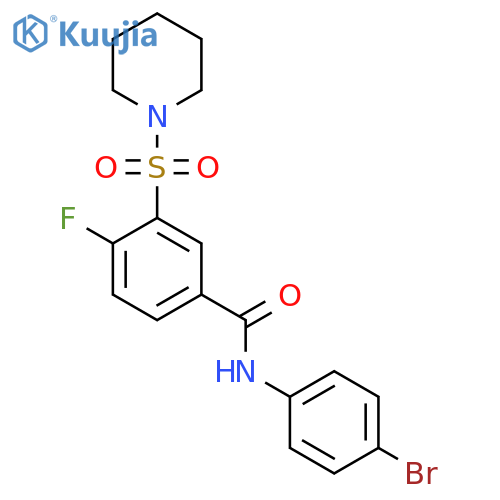 N-(4-bromophenyl)-4-fluoro-3-(piperidine-1-sulfonyl)benzamide structure