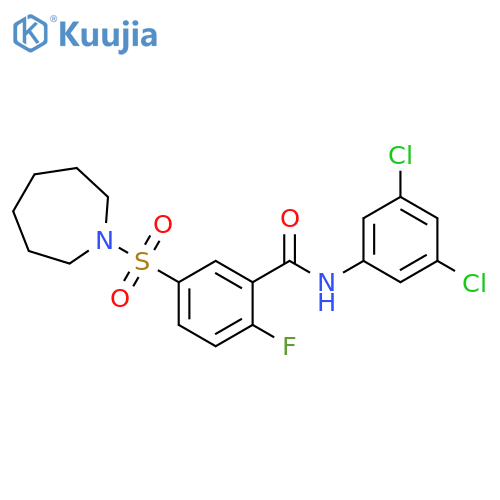 5-(azepane-1-sulfonyl)-N-(3,5-dichlorophenyl)-2-fluorobenzamide structure