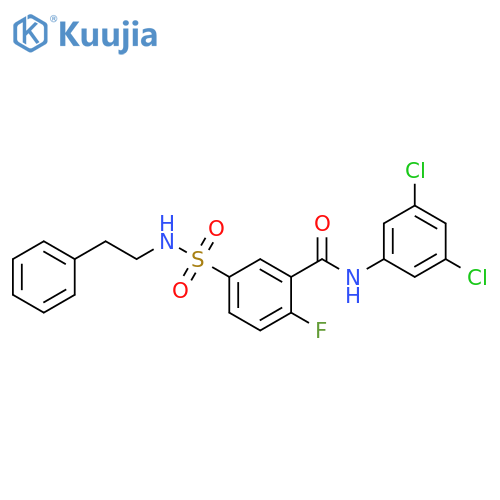 N-(3,5-dichlorophenyl)-2-fluoro-5-(2-phenylethyl)sulfamoylbenzamide structure