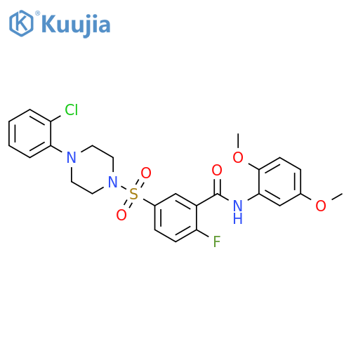 5-{4-(2-chlorophenyl)piperazin-1-ylsulfonyl}-N-(2,5-dimethoxyphenyl)-2-fluorobenzamide structure
