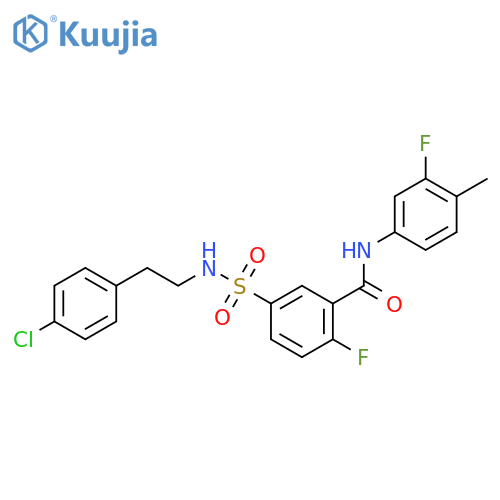 5-{2-(4-chlorophenyl)ethylsulfamoyl}-2-fluoro-N-(3-fluoro-4-methylphenyl)benzamide structure