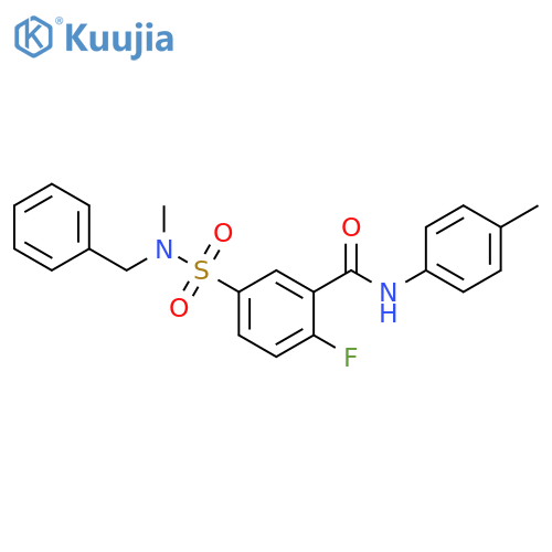 5-benzyl(methyl)sulfamoyl-2-fluoro-N-(4-methylphenyl)benzamide structure