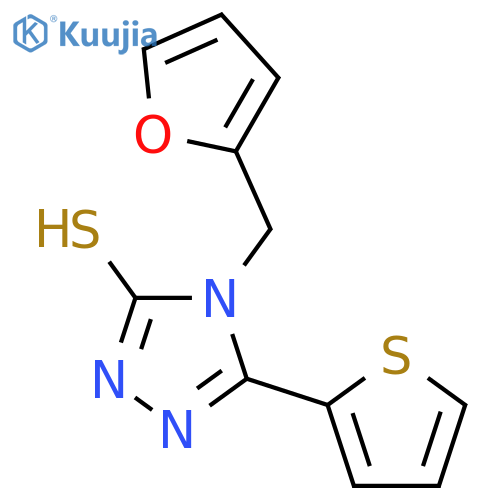 4-(furan-2-ylmethyl)-5-(thiophen-2-yl)-4H-1,2,4-triazole-3-thiol structure