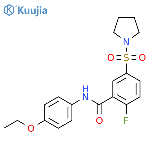 N-(4-ethoxyphenyl)-2-fluoro-5-(pyrrolidine-1-sulfonyl)benzamide structure