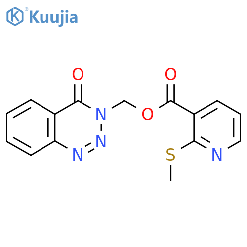 (4-Oxobenzo[d][1,2,3]triazin-3(4H)-yl)methyl 2-(methylthio)nicotinate structure