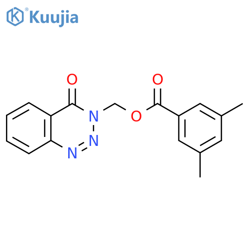 (4-oxo-3,4-dihydro-1,2,3-benzotriazin-3-yl)methyl 3,5-dimethylbenzoate structure