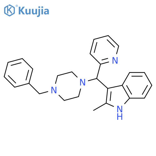 3-[(4-benzylpiperazin-1-yl)(pyridin-2-yl)methyl]-2-methyl-1H-indole structure