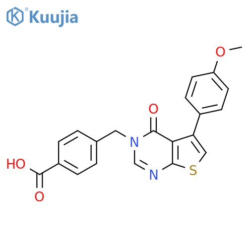4-[[5-(4-Methoxyphenyl)-4-oxothieno[2,3-d]pyrimidin-3-yl]methyl]benzoic acid structure