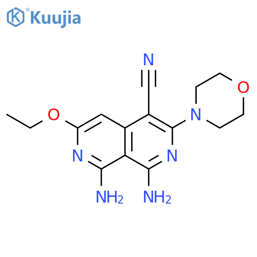 1,8-diamino-6-ethoxy-3-(morpholin-4-yl)-2,7-naphthyridine-4-carbonitrile structure