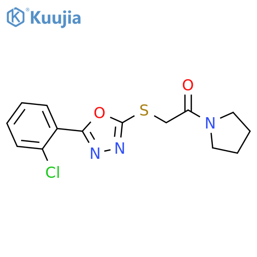 2-{[5-(2-chlorophenyl)-1,3,4-oxadiazol-2-yl]sulfanyl}-1-(pyrrolidin-1-yl)ethan-1-one structure