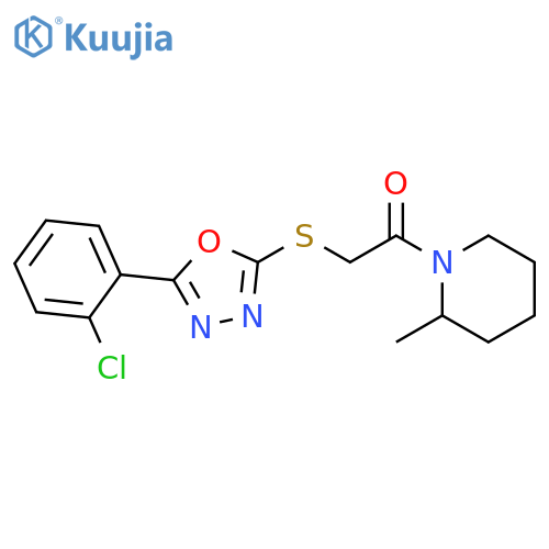 2-{[5-(2-chlorophenyl)-1,3,4-oxadiazol-2-yl]sulfanyl}-1-(2-methylpiperidin-1-yl)ethan-1-one structure