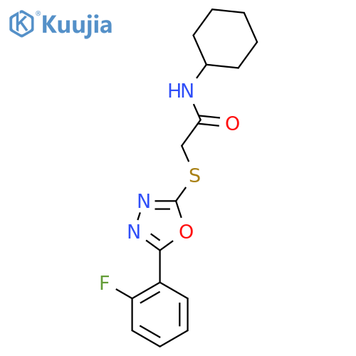 N-cyclohexyl-2-{5-(2-fluorophenyl)-1,3,4-oxadiazol-2-ylsulfanyl}acetamide structure