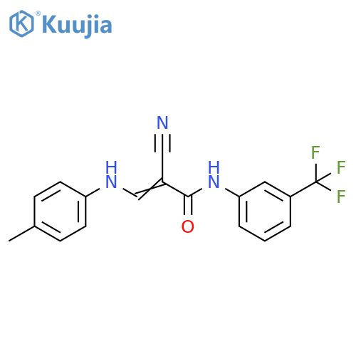 2-Cyano-3-[(4-methylphenyl)amino]-N-[3-(trifluoromethyl)phenyl]-2-propenamide structure