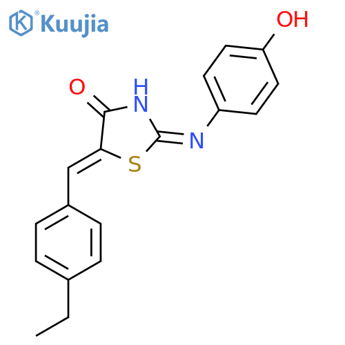 (2Z,5Z)-5-(4-ethylphenyl)methylidene-2-(4-hydroxyphenyl)imino-1,3-thiazolidin-4-one structure