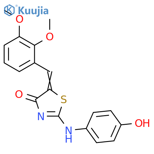 (2Z,5Z)-5-(2,3-dimethoxyphenyl)methylidene-2-(4-hydroxyphenyl)imino-1,3-thiazolidin-4-one structure
