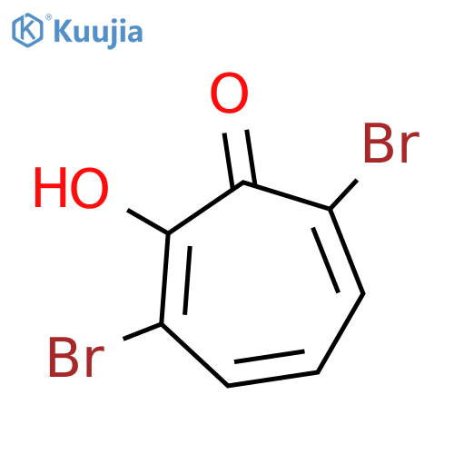 2-Hydroxy-3,7-dibromo-2,4,6-cycloheptatriene-1-one structure