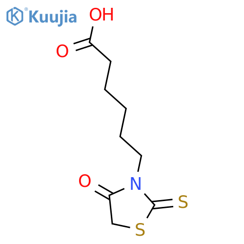 6-(4-oxo-2-sulfanylidene-1,3-thiazolidin-3-yl)hexanoic acid structure