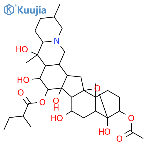 Cevane-3,4,7,14,15,16,20-heptol,4,9-epoxy-, 3-acetate 15-[(2R)-2-methylbutanoate], (3b,4a,7a,15a,16b)- structure