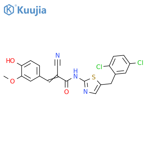 (E)-2-cyano-N-[5-[(2,5-dichlorophenyl)methyl]-1,3-thiazol-2-yl]-3-(4-hydroxy-3-methoxyphenyl)prop-2-enamide structure