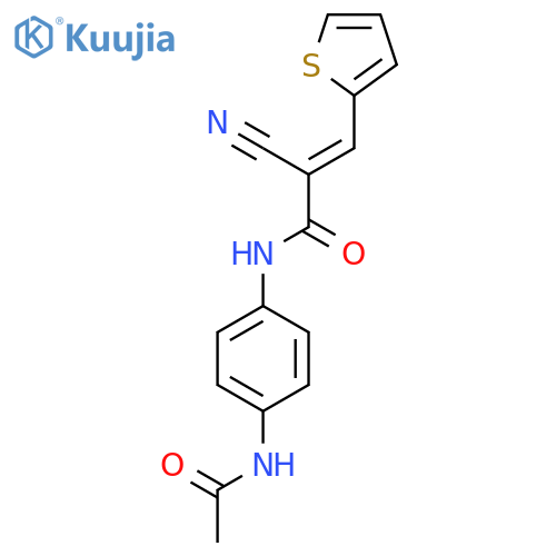 (2E)-2-cyano-N-(4-acetamidophenyl)-3-(thiophen-2-yl)prop-2-enamide structure