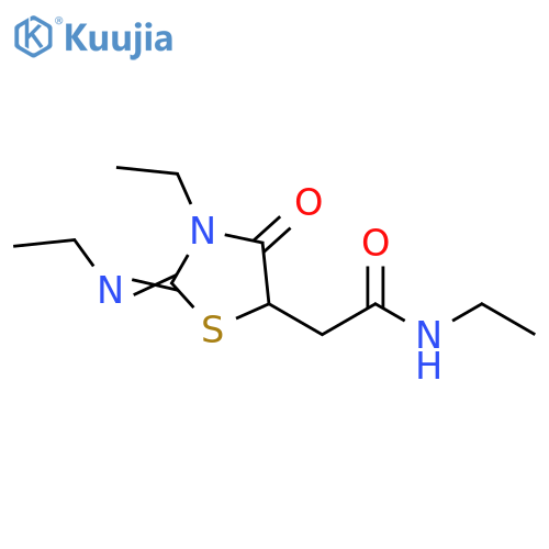 N-ethyl-2-(2E)-3-ethyl-2-(ethylimino)-4-oxo-1,3-thiazolidin-5-ylacetamide structure