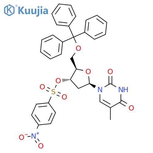 1-(3-O-Nosyl-5-O-trityl-2-deoxy-beta-D-lyxofuranosyl)thymine structure