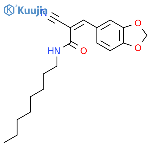 (Z)-3-(1,3-Benzodioxol-5-yl)-2-cyano-N-octylprop-2-enamide structure