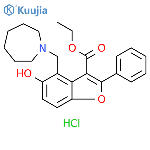 ethyl 4-(azepan-1-yl)methyl-5-hydroxy-2-phenyl-1-benzofuran-3-carboxylate hydrochloride structure