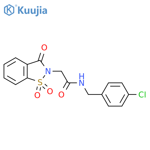 N-(4-chlorophenyl)methyl-2-(1,1,3-trioxo-2,3-dihydro-1lambda6,2-benzothiazol-2-yl)acetamide structure