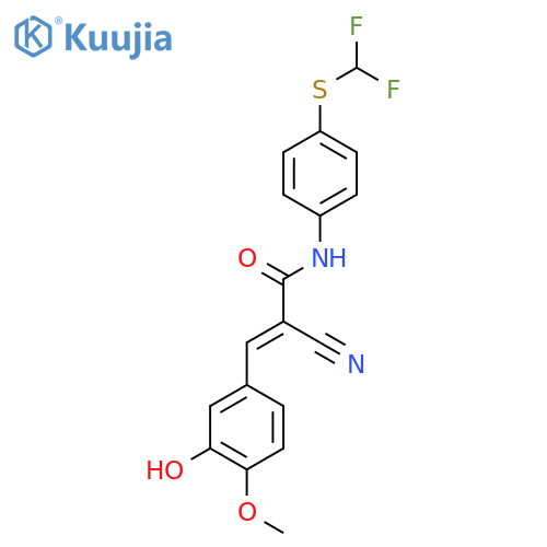 2-cyano-N-{4-[(difluoromethyl)sulfanyl]phenyl}-3-(3-hydroxy-4-methoxyphenyl)prop-2-enamide structure