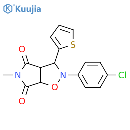 2-(4-chlorophenyl)-5-methyl-3-(thiophen-2-yl)-hexahydro-2H-pyrrolo3,4-d1,2oxazole-4,6-dione structure